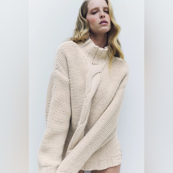 ZARA CABLE KNIT SWEATER CHUNKY - Picture 6 of 9